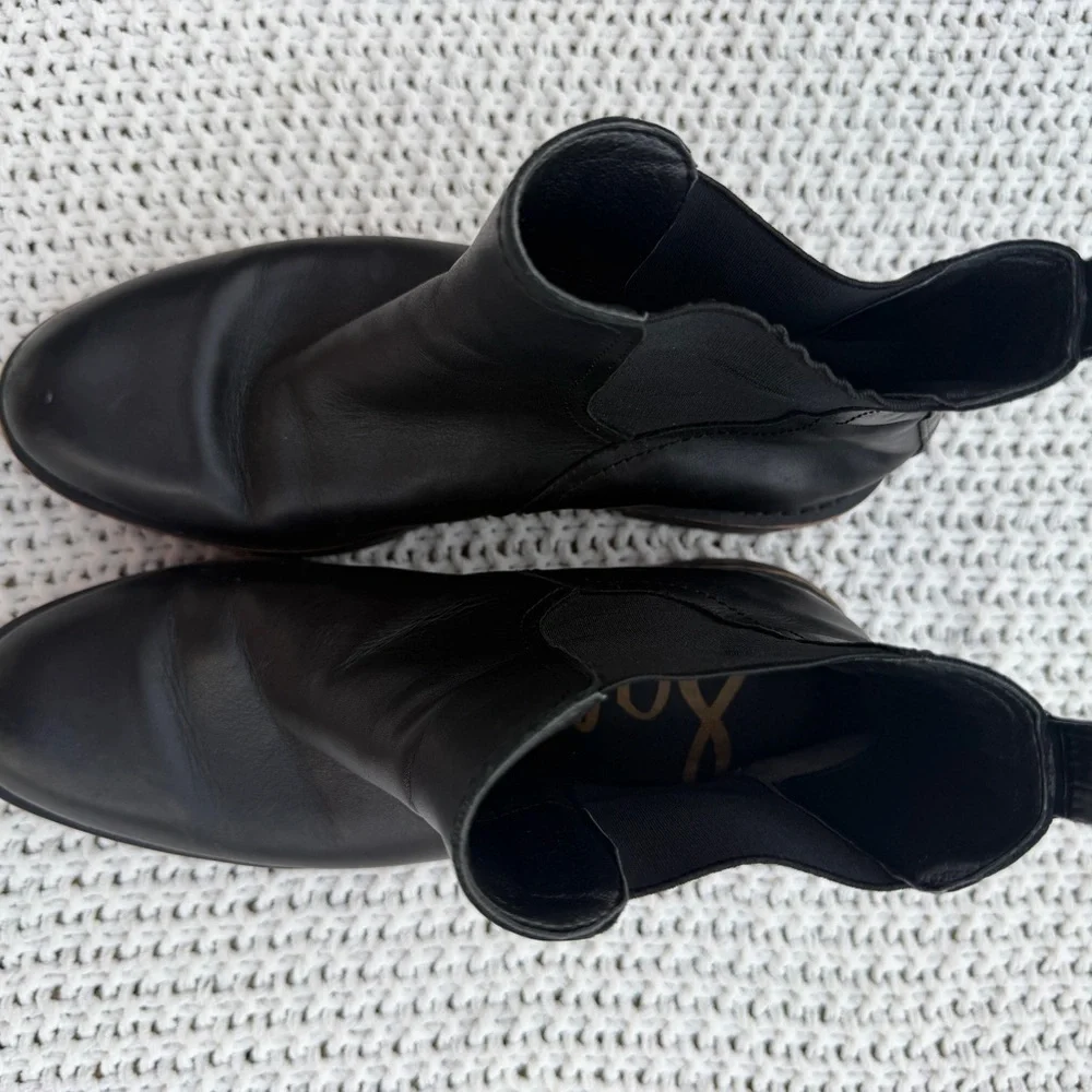 Sam Edelman Black Leather Chunky Chelsea Ankle Boots Size 8 - Picture 6 of 6